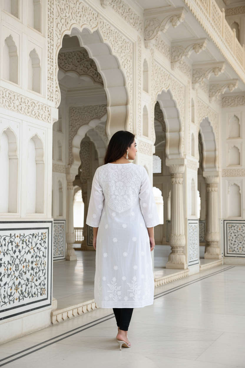 Chikenkari Cotton - Floral Design