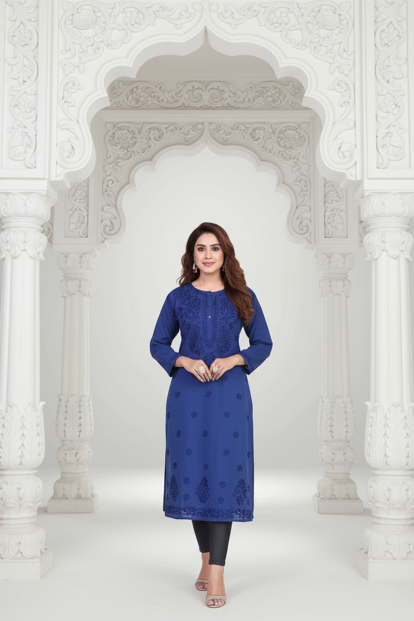 Navy Blue Chikankari Kurti