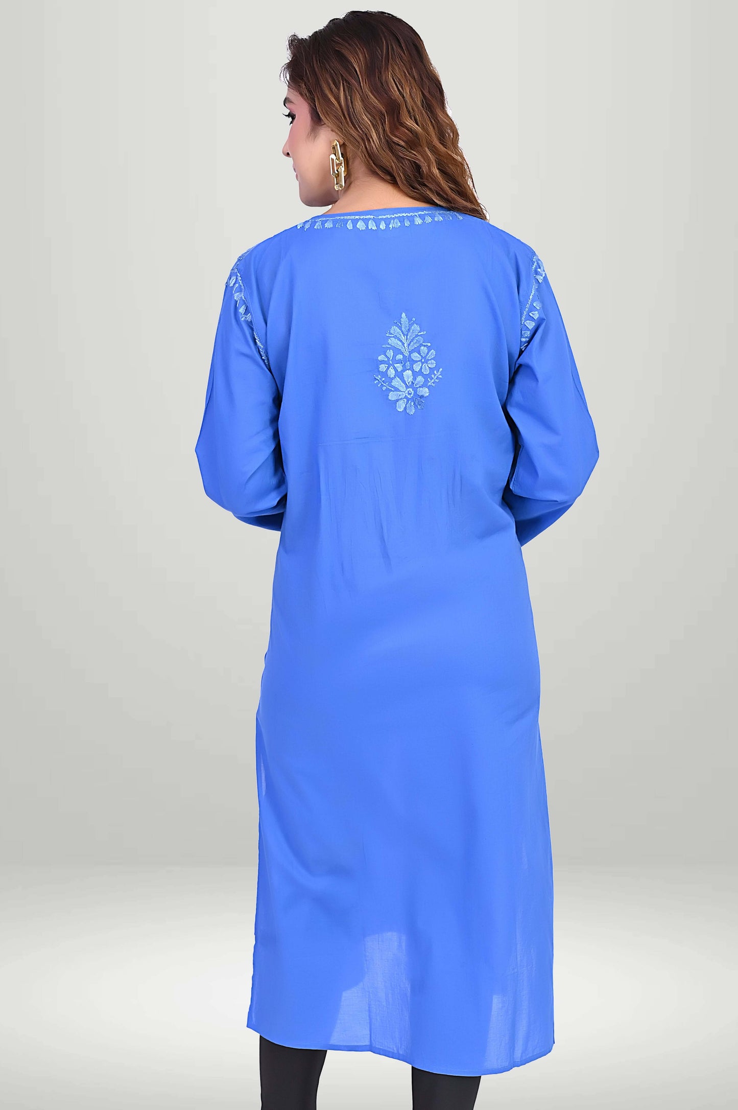 Royal Blue Chikankari Kurti - Cotton | VIRTUORE