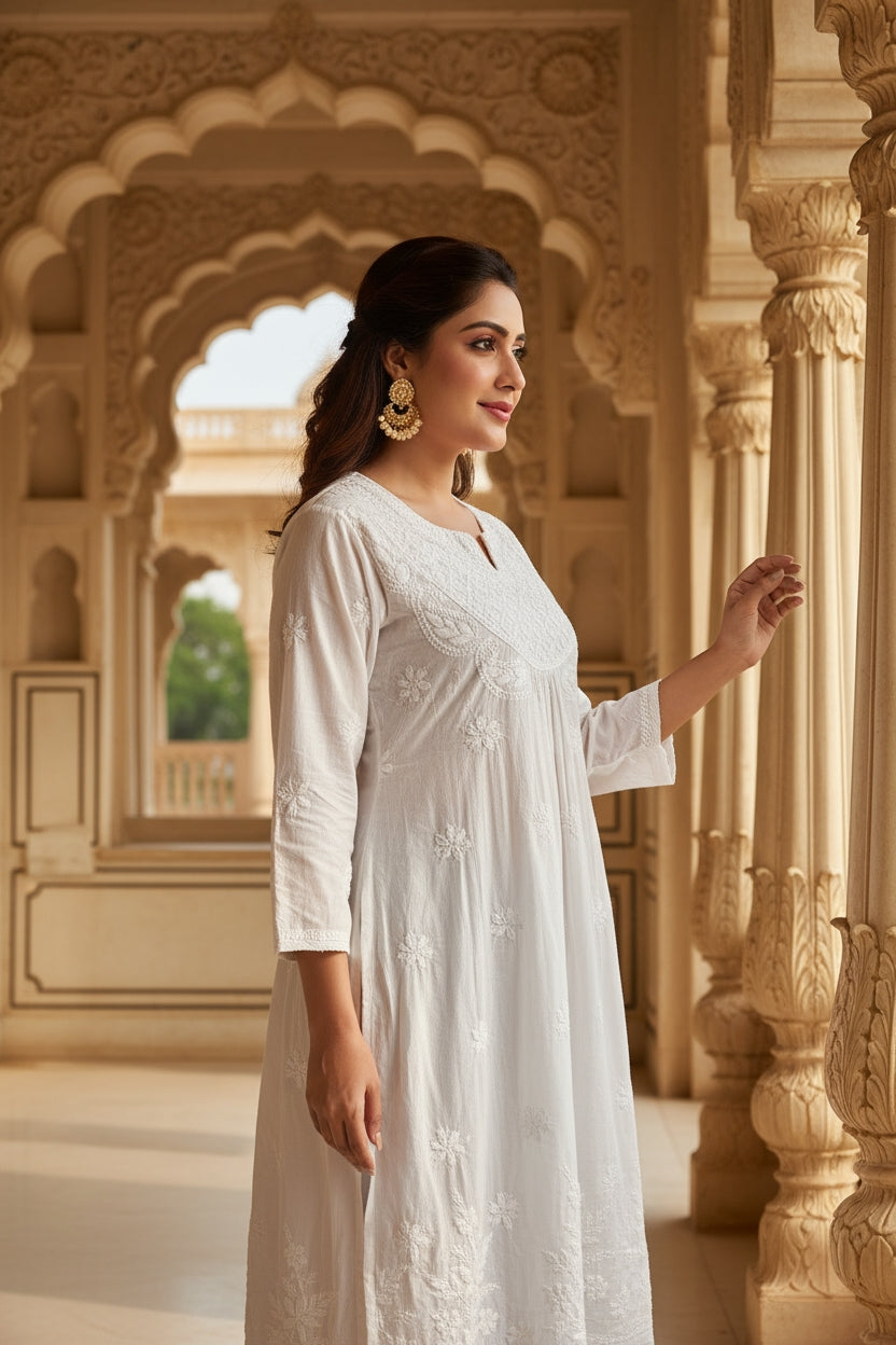 Chikenkari Cotton - Floral Design