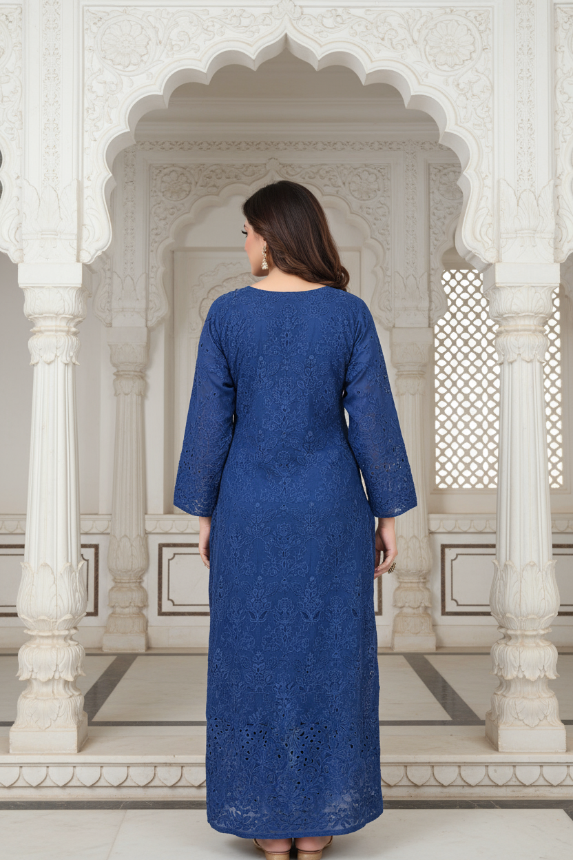 Navy Blue Chikankari Kurti