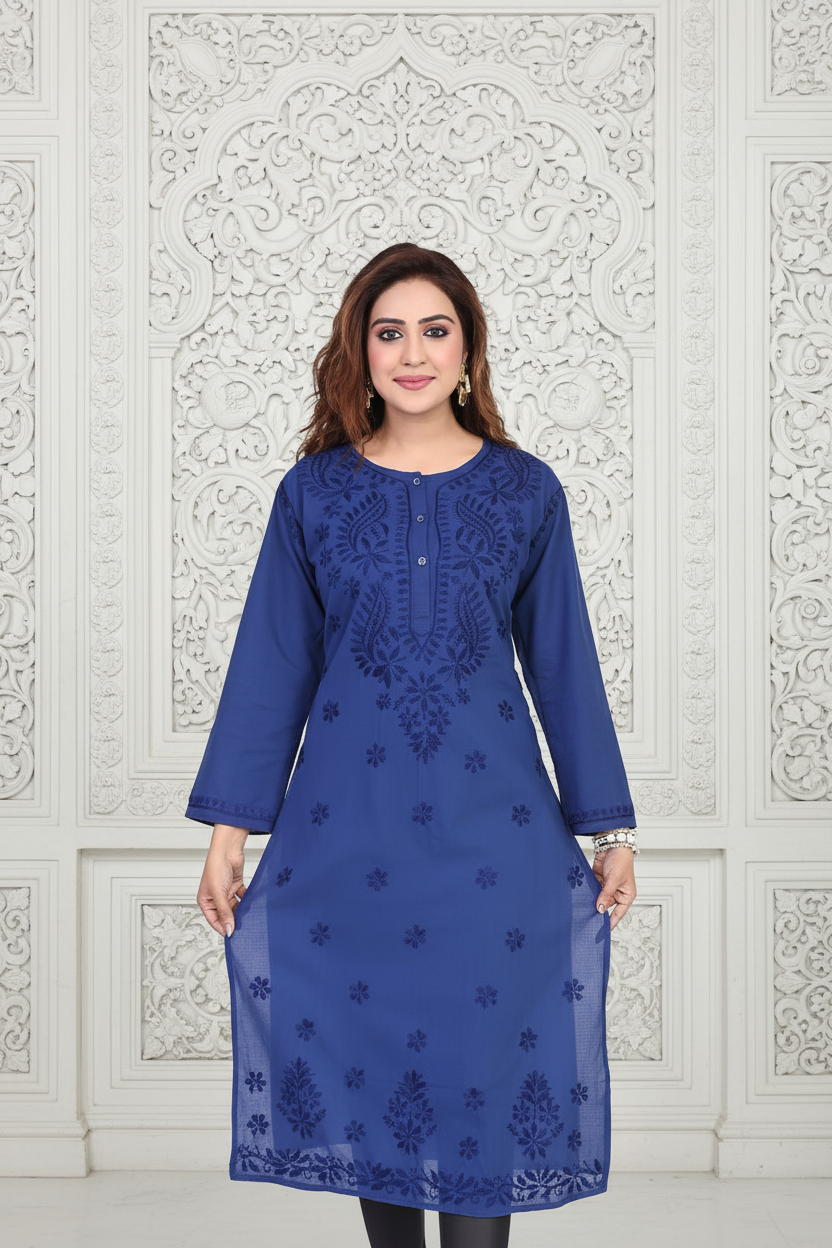 Navy Blue Chikankari Kurti