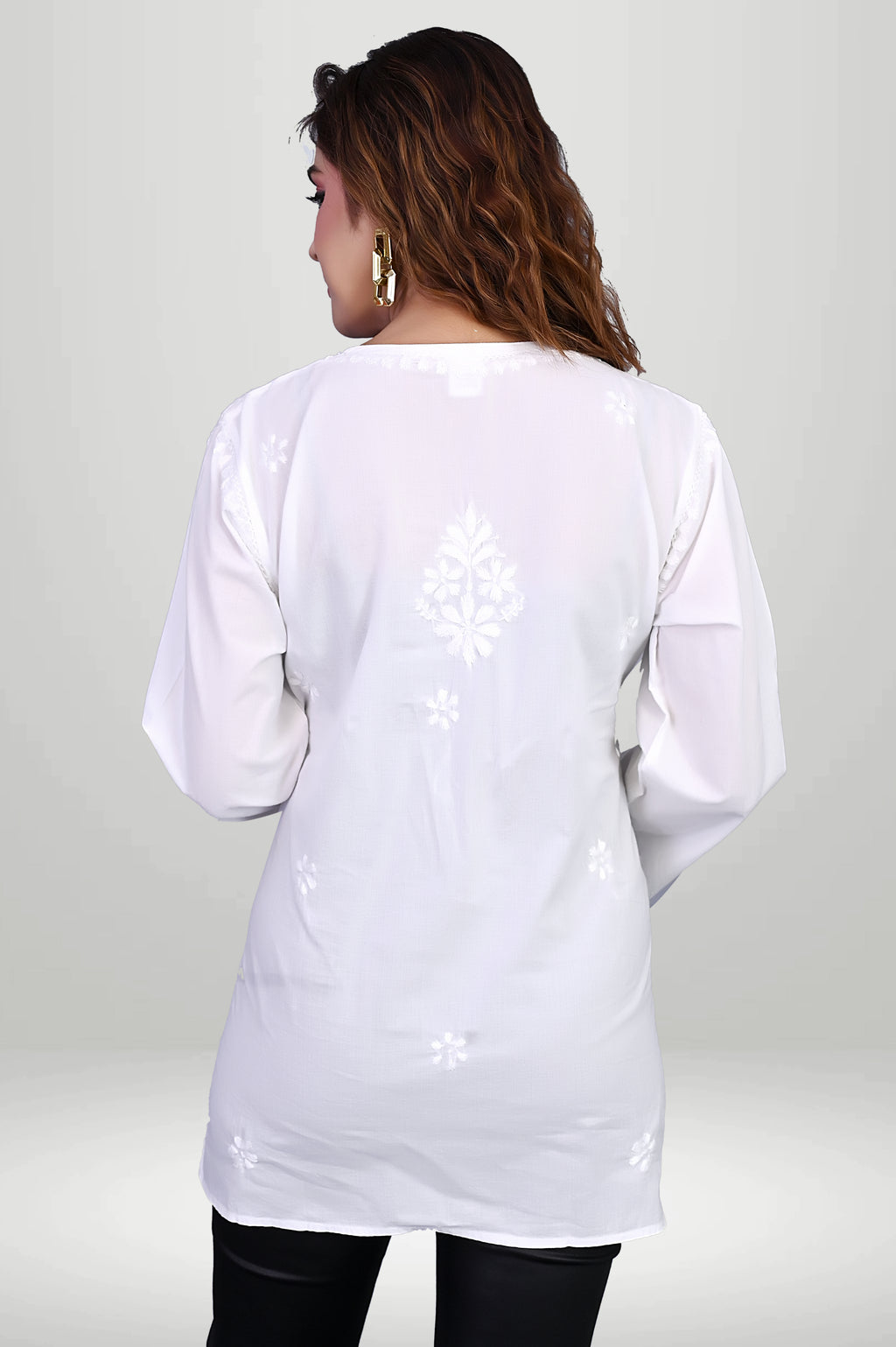 White Straight-Cut Chikankari Kurti  – Pure Cotton Comfort | virtuore